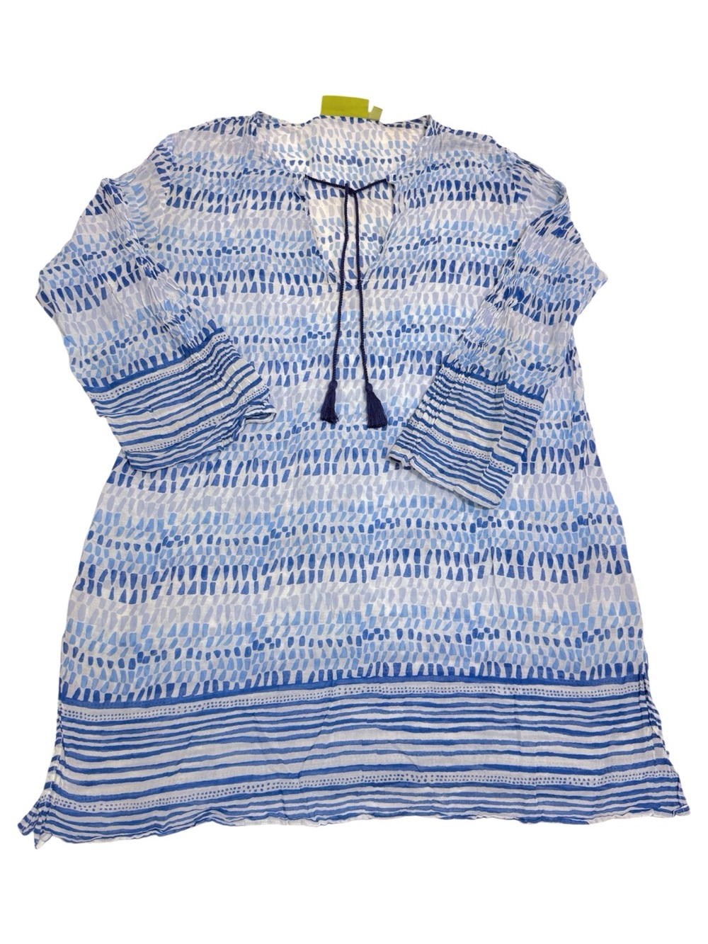 Rock Flower Paper Swimsuit Cover Up 100% Cotton in Blue Size XLARGE AS IS